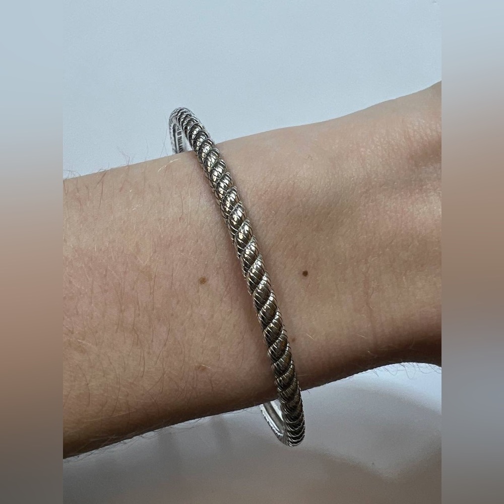 Judith Ripka Sterling Silver .925 Twisted Rope Design Bangle Bracelet
